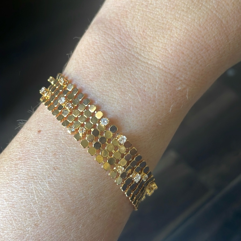 Anthropologie Gold Mesh Bracelet with - Picture 1 of 6